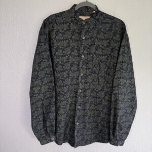 Scully Shirt Mens Small Western Band Collar Floral Print Cowboy Rodeo Retro S